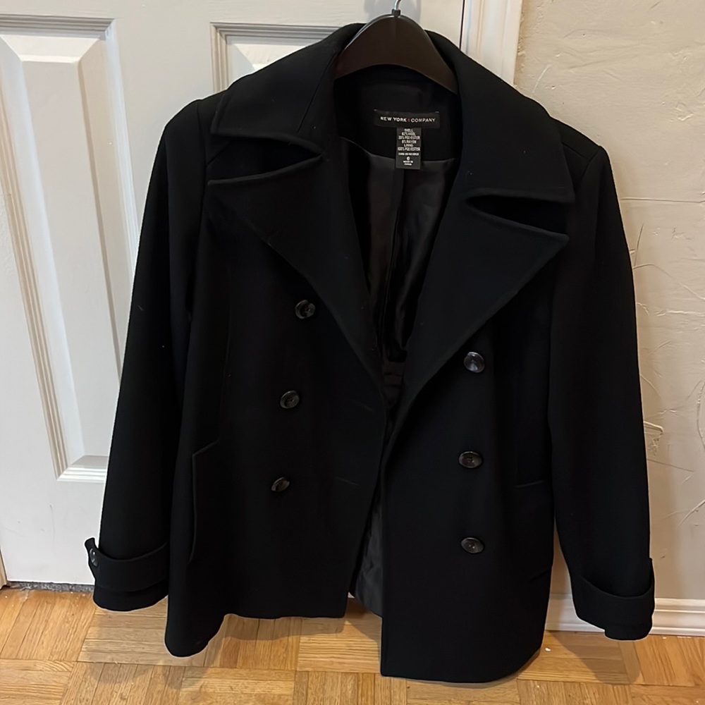 New York & Company Black Peacoat Size 6